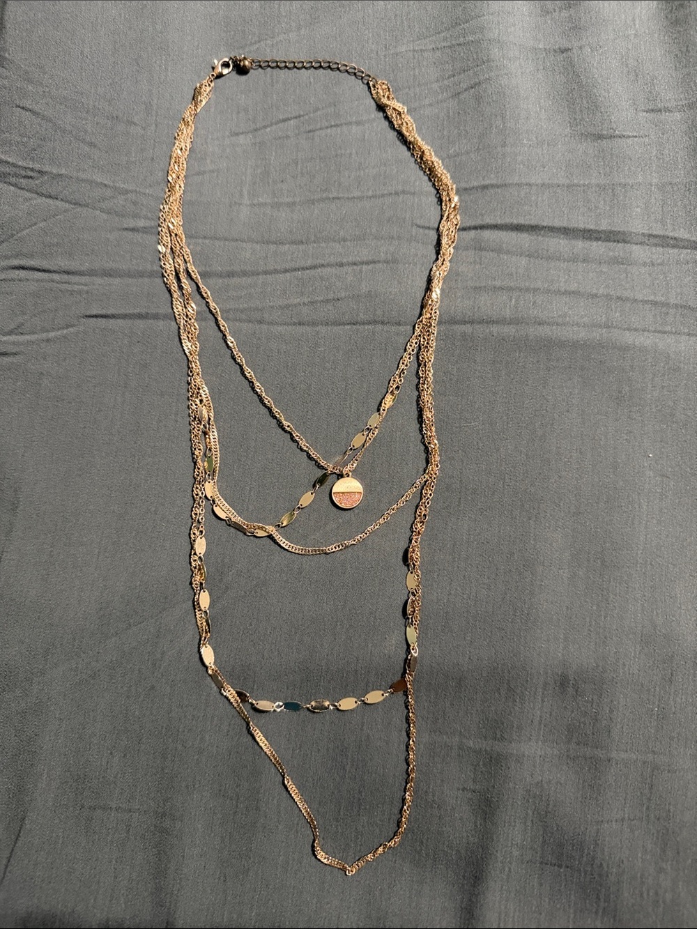 Layered Gold-Tone Women's Necklace - Multi-Strand Fashion Pendant